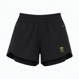 Monster Energy Athletic Shorts Womens Sz M Black Green Claw Logo Performance EUC